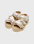 SUICOKE KISEE-kids sandals with ivory nylon upper, ivory midsole and sole, strap and logo patch. From Spring/Summer 2023 collection on eightywingold Web Store, an official partner of SUICOKE. OG-044KIDS IVORY