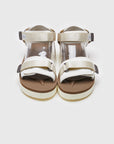 SUICOKE CEL-PO sandals with ivory & brown nylon upper, ivory & brown midsole and sole, strap and logo patch. From Spring/Summer 2023 collection on eightywingold Web Store, an official partner of SUICOKE. OG-022PO IVORY X BROWN