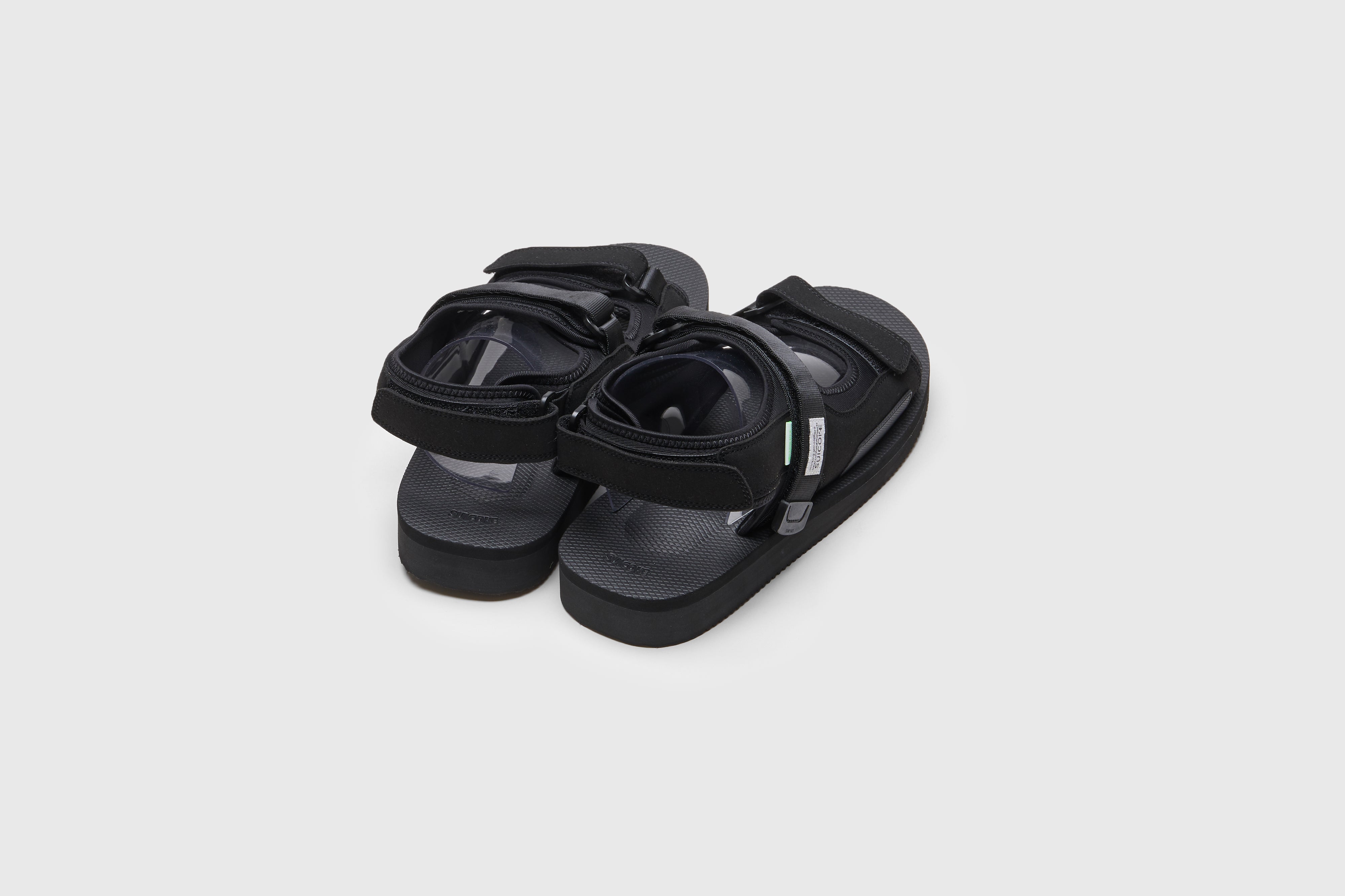 SUICOKE WAS-CAB sandals with black nylon upper, black midsole and sole, strap and logo patch. From Spring/Summer 2023 collection on eightywingold Web Store, an official partner of SUICOKE. OG-085CAB BLACK