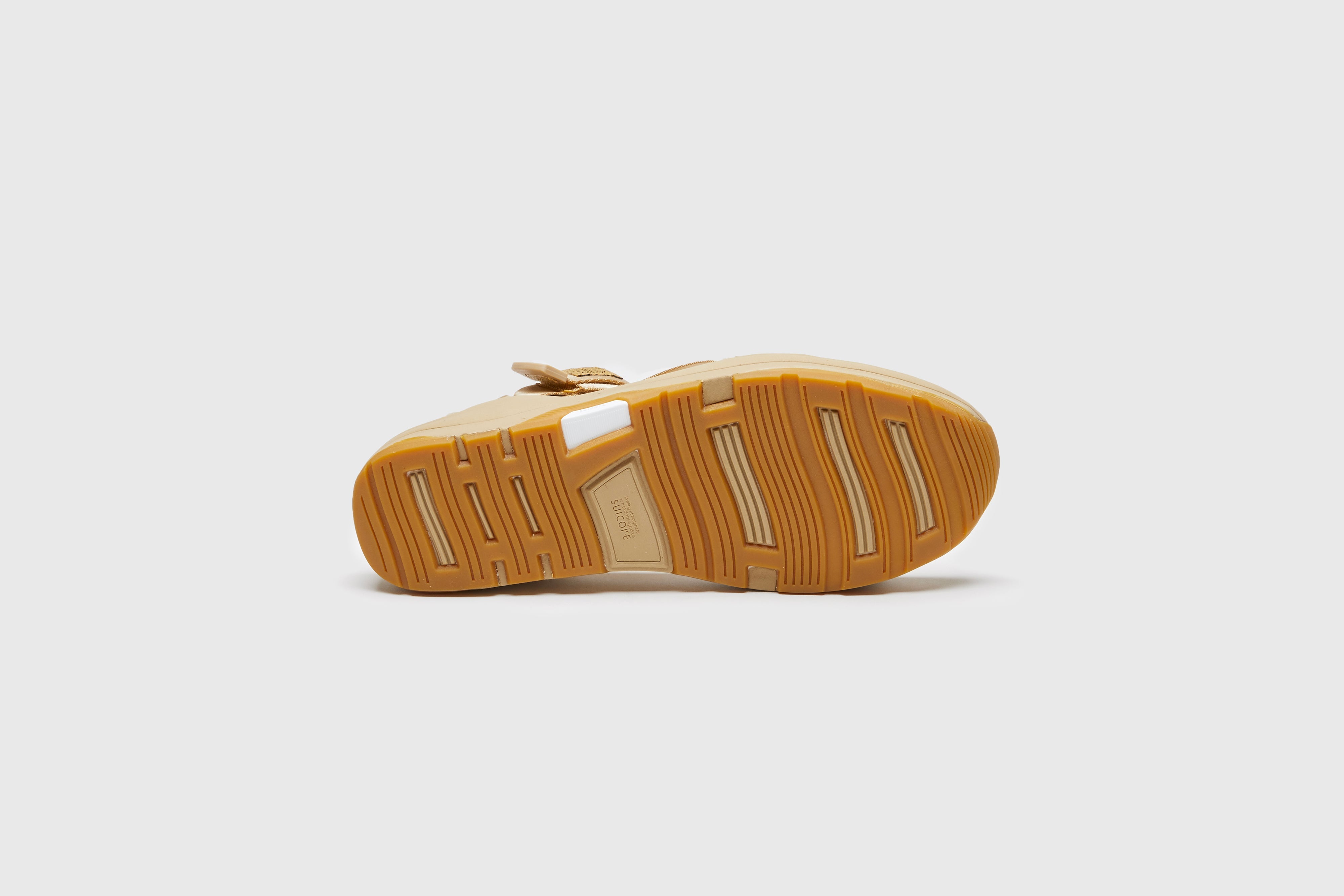 SUICOKE AKK-ab sneakers with brown & yellow nylon upper, brown & yellow midsole and sole, strap and logo patch. From Spring/Summer 2023 collection on eightywingold Web Store, an official partner of SUICOKE. OG-285AB BROWN X YELLOW