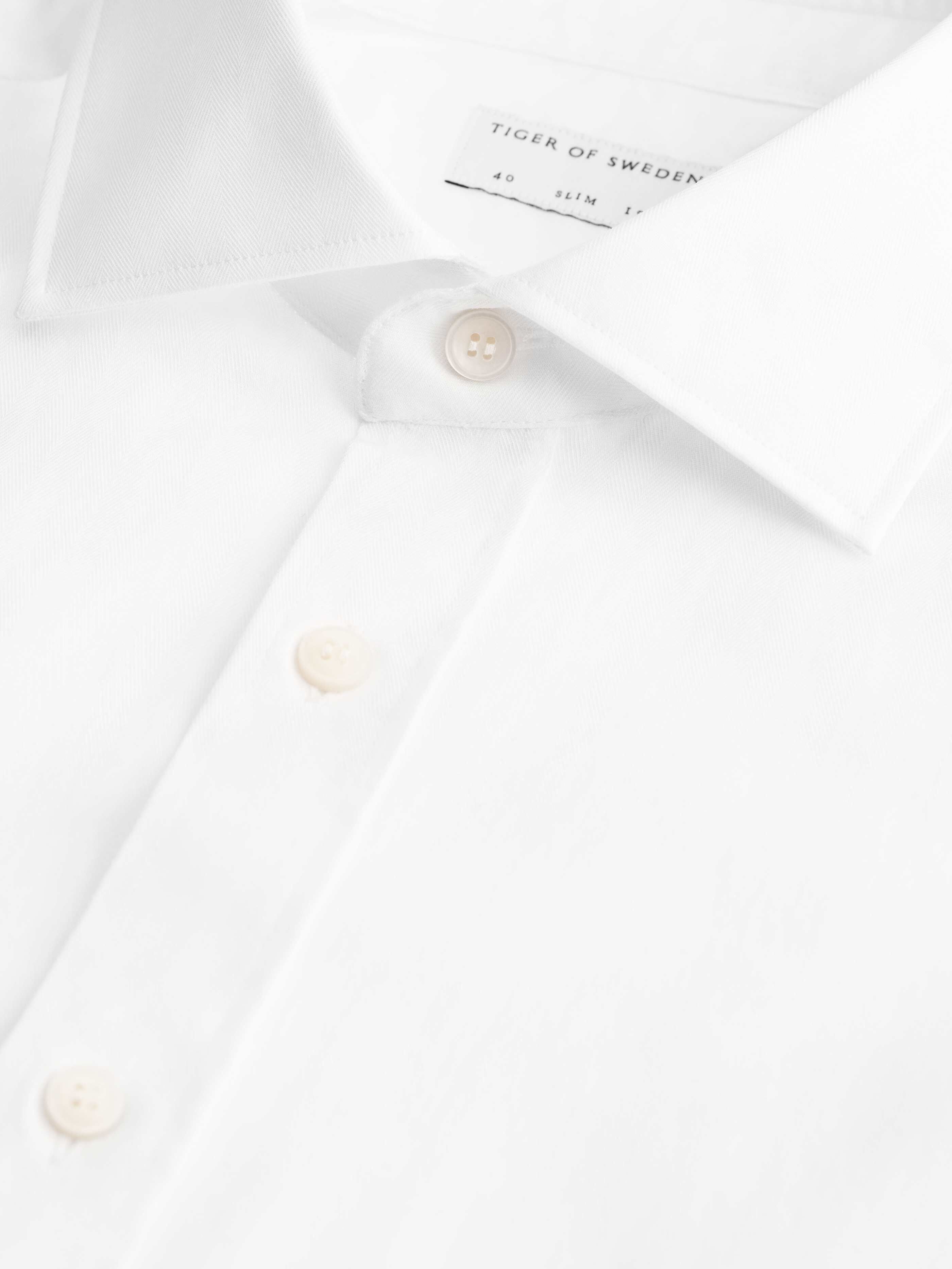 TIGER OF SWEDEN Adley Shirt in White T69541012 | Shop from eightywingold an official brand partner for Tiger of Sweden Canada and US.