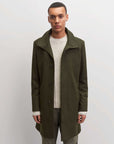Aleric Stand-Collar Coat in Mossy Green