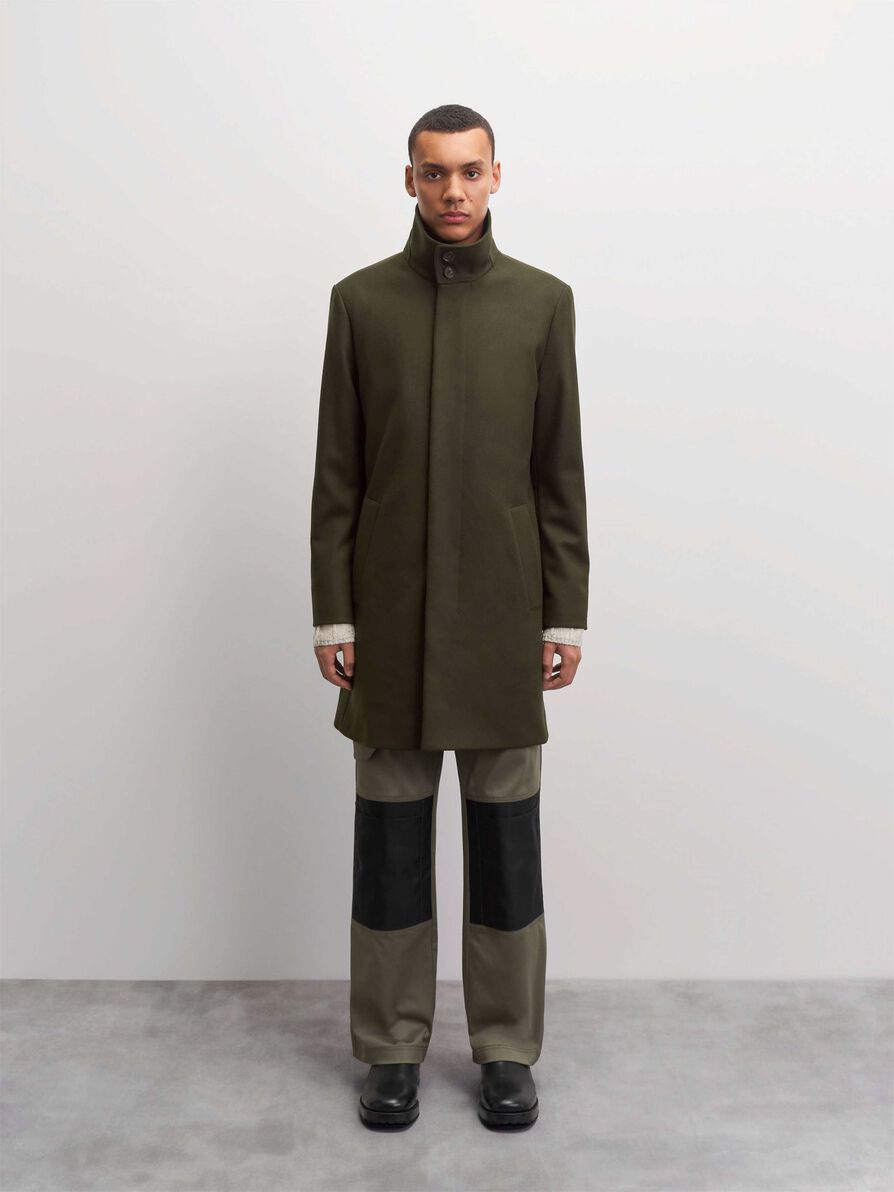 Tiger of Sweden Aleric Stand-Collar Coat in Mossy Green T70419003 | eightywingold